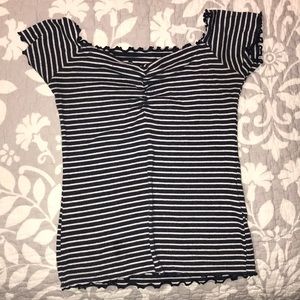 Hollister blue & white stripe off the shoulder top